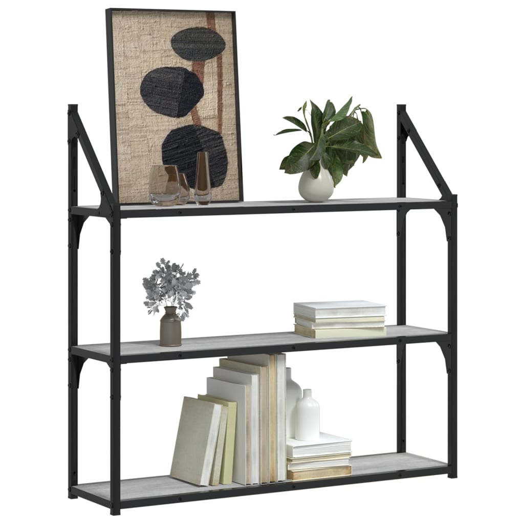 Étagère murale 3 niveaux sonoma gris 80x21x78,5 cm