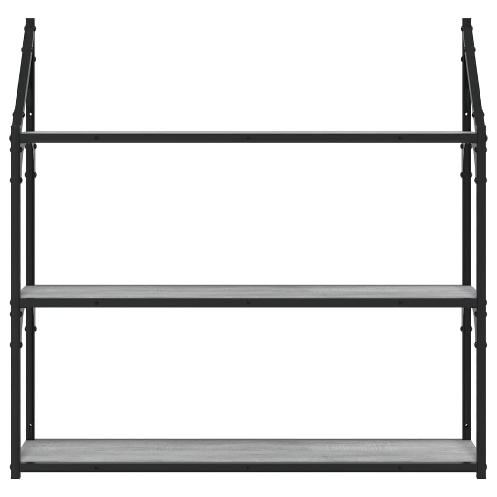 Étagère murale 3 niveaux sonoma gris 80x21x78,5 cm