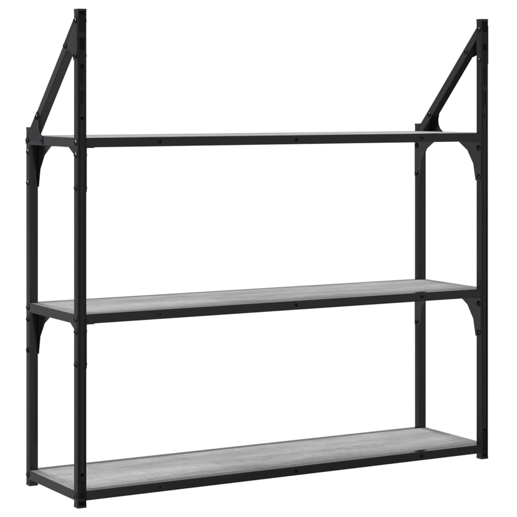 Étagère murale 3 niveaux sonoma gris 80x21x78,5 cm