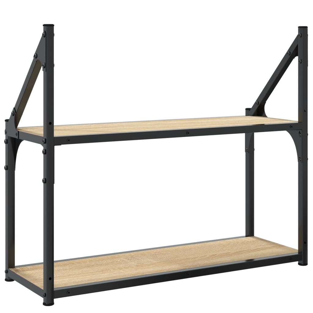 Étagère murale 2 niveaux chêne sonoma 60x21x51 cm