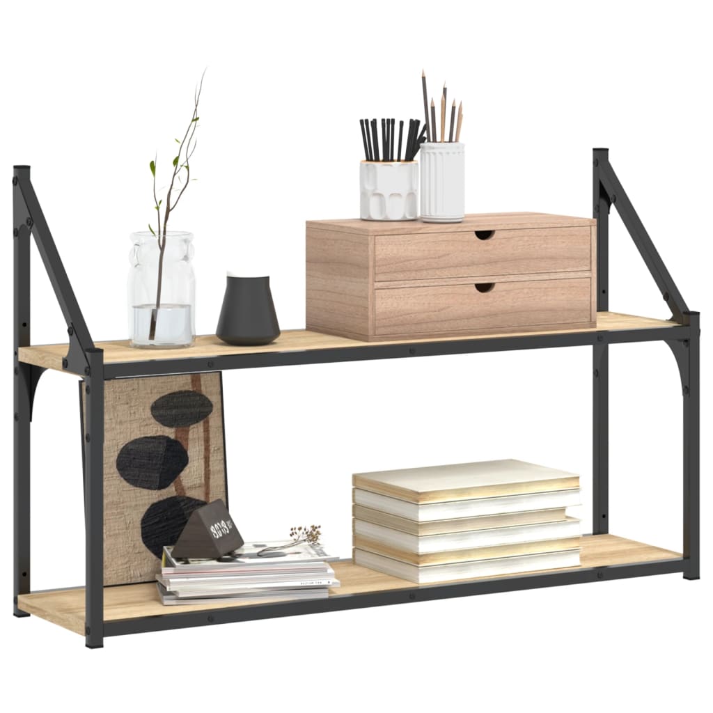 Étagère murale 2 niveaux chêne sonoma 80x21x51 cm