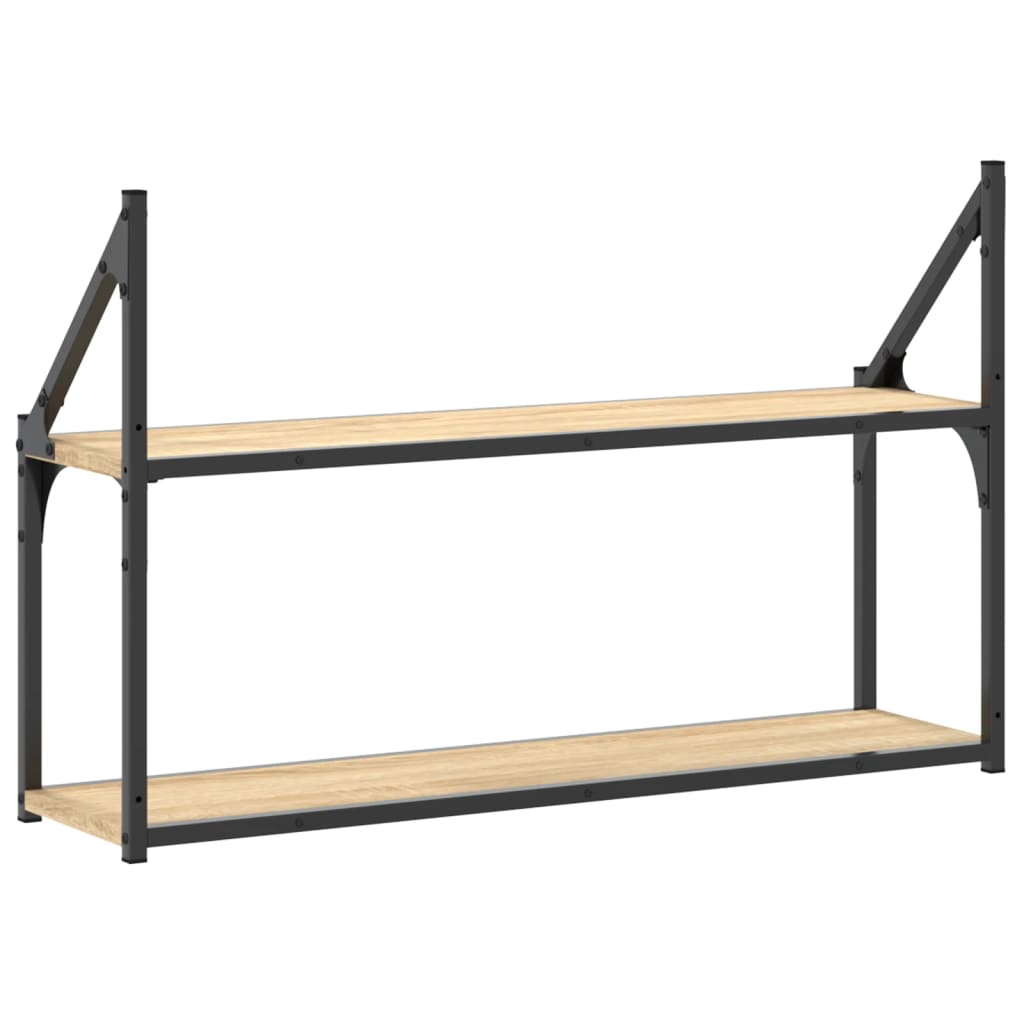 Étagère murale 2 niveaux chêne sonoma 80x21x51 cm