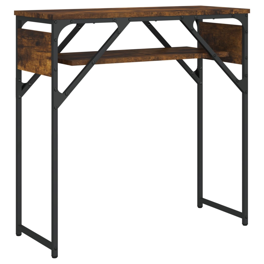 Table console avec étagère chêne fumé 75x30x75 cm
