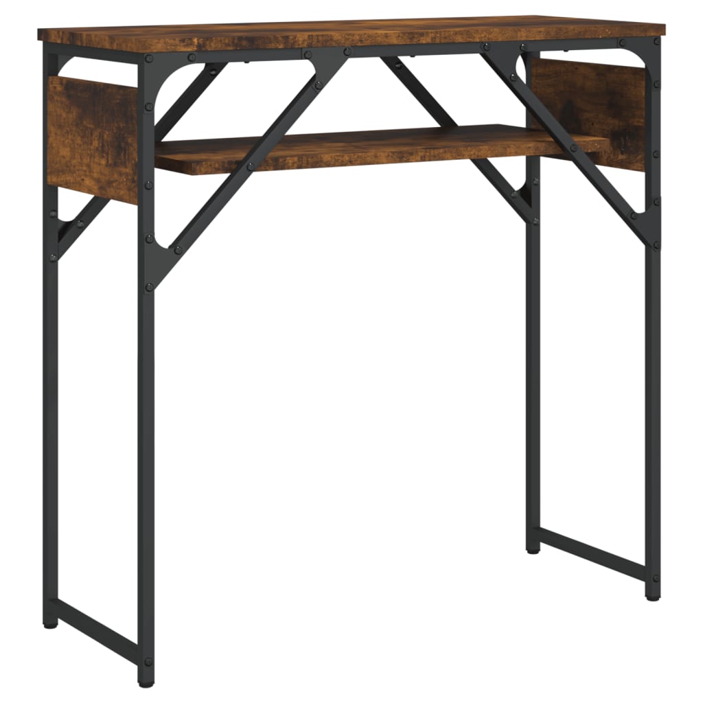 Table console avec étagère chêne fumé 75x30x75 cm