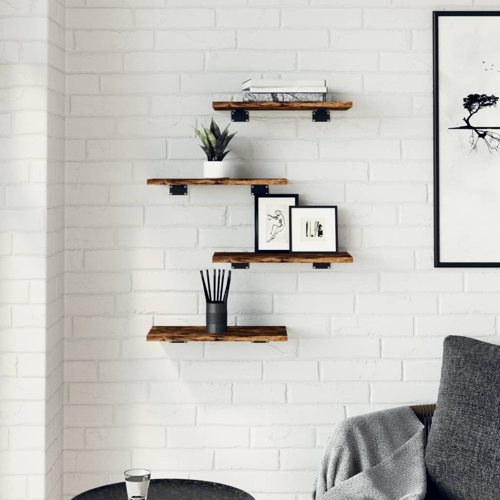 Étagères murales 4 pcs chêne fumé 40x20x1,5cm bois d'ingénierie
