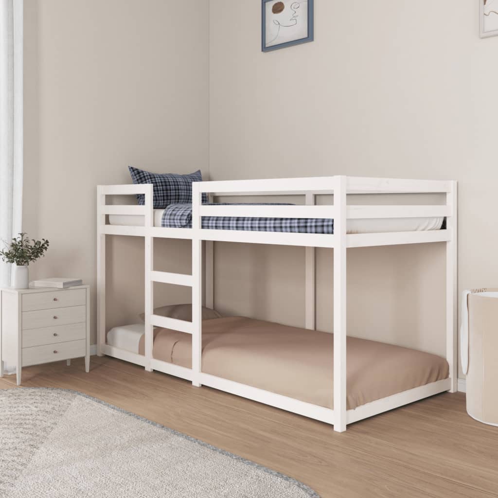 Lit superposé sans matelas blanc 90x200 cm bois de pin massif