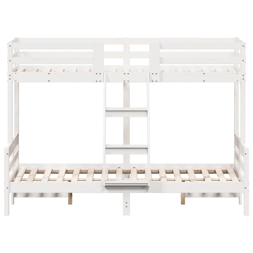 Lit superposé sans matelas 80x200/120x200 cm blanc bois massif