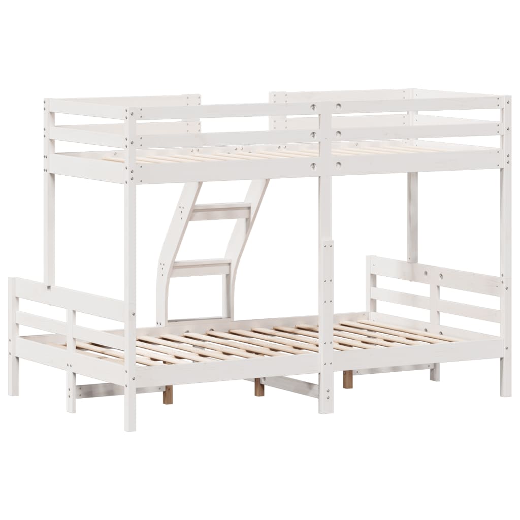 Lit superposé sans matelas 80x200/120x200 cm blanc bois massif