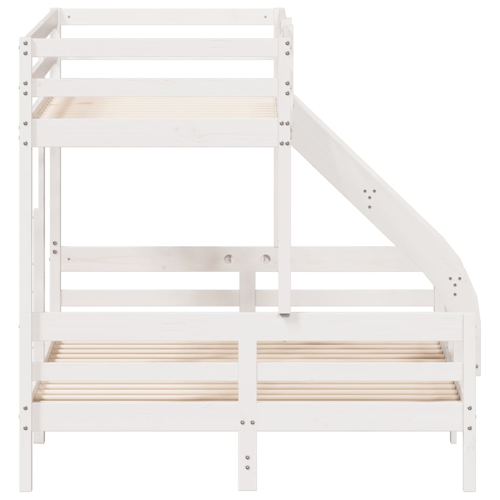 Lit superposé sans matelas 80x200/140x200 cm blanc bois massif