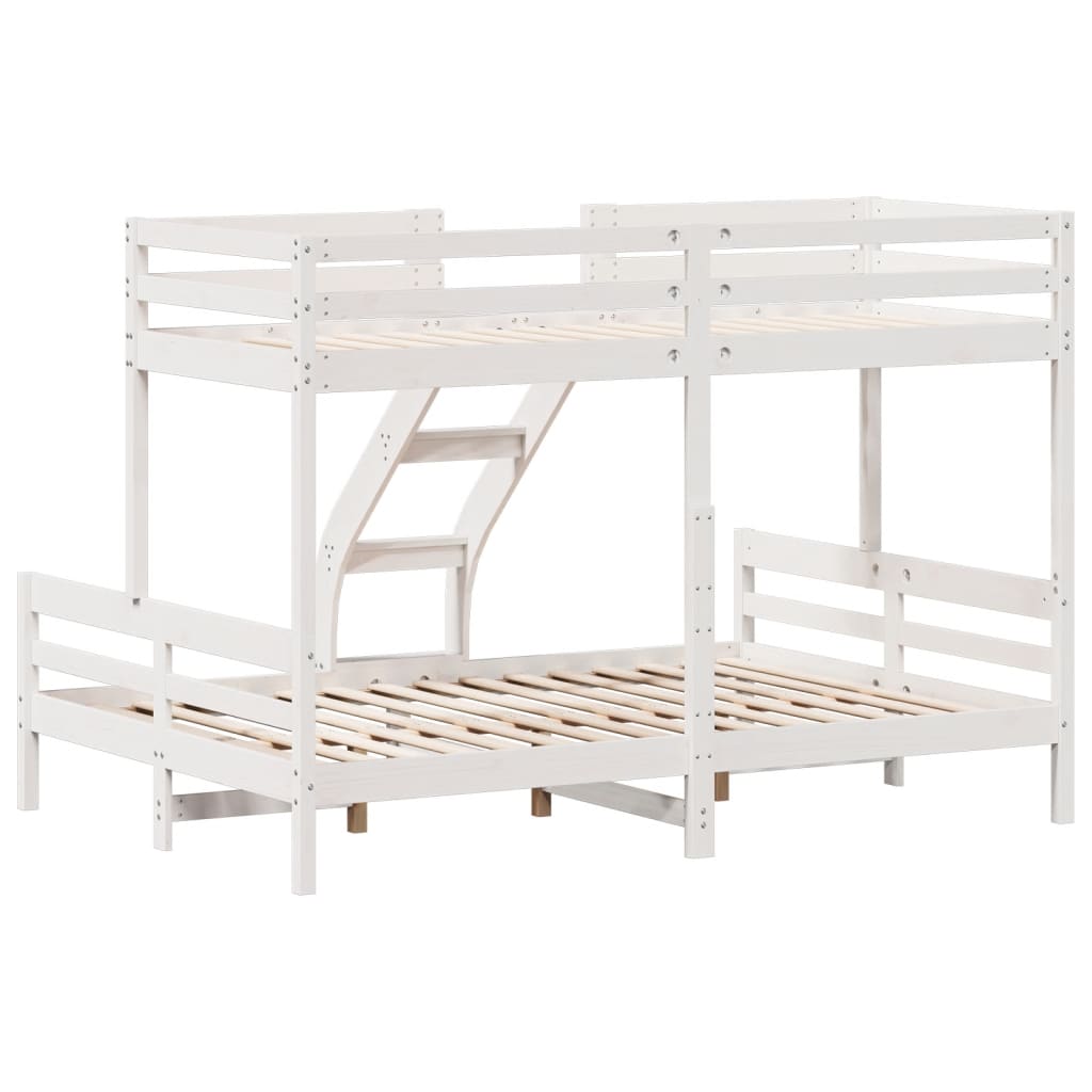 Lit superposé sans matelas 80x200/140x200 cm blanc bois massif