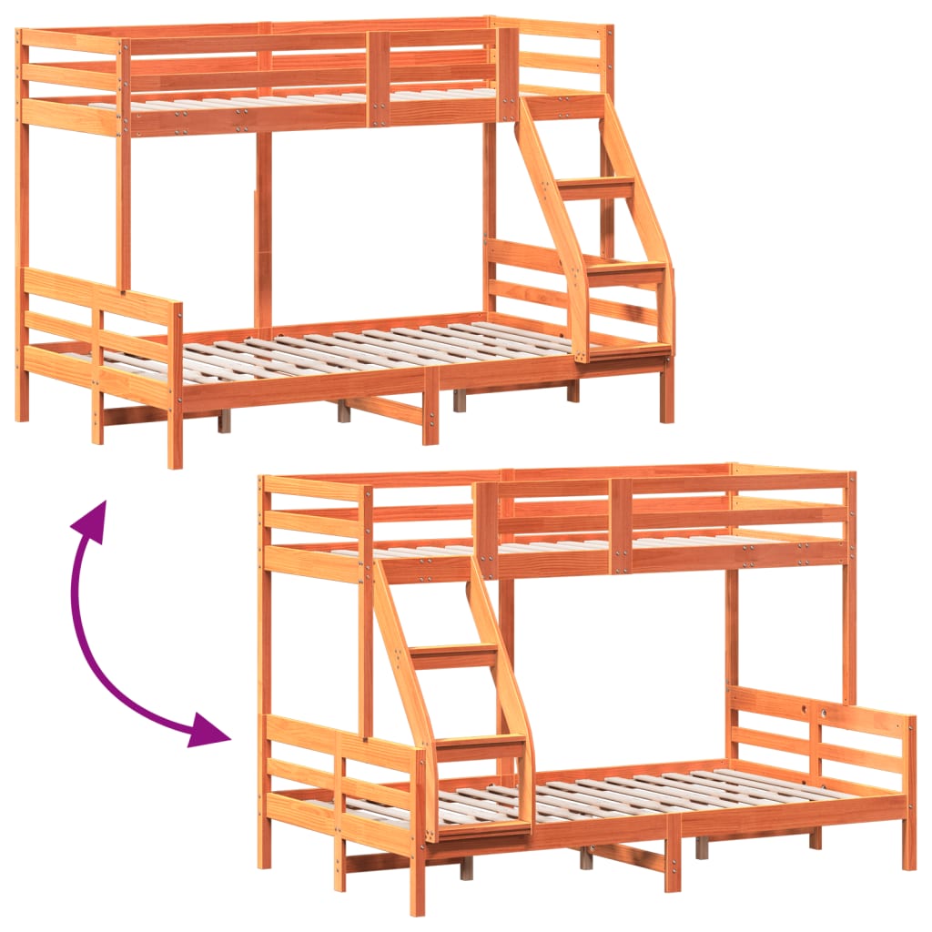 Lit superposé sans matelas 80x200/120x200 cm bois massif