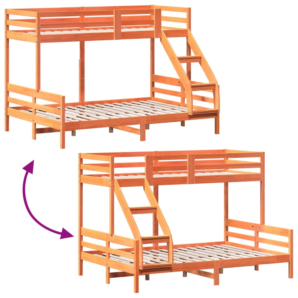 Lit superposé sans matelas 80x200/140x200 cm bois massif