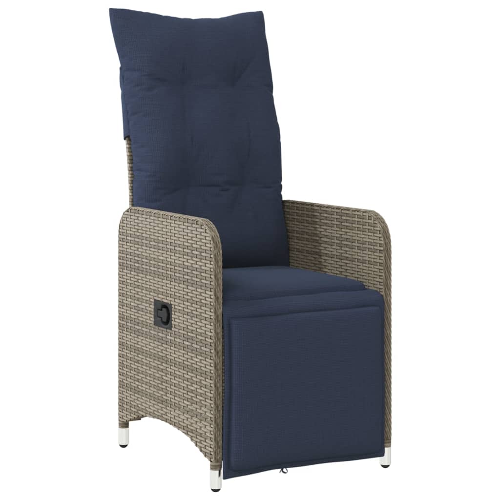 Lot de 2 chaises de jardin inclinables avec Table en résine tressée grise