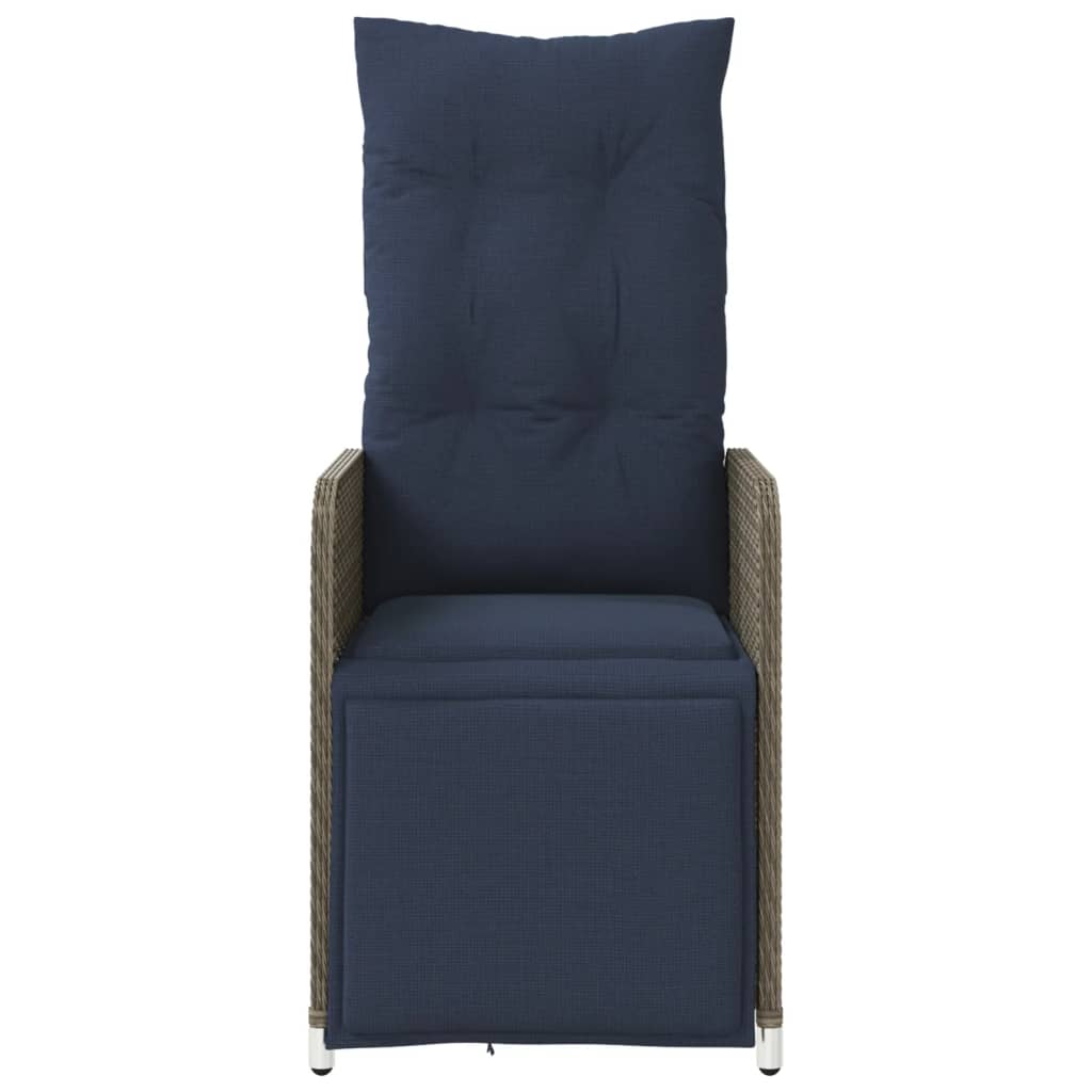 Lot de 2 chaises de jardin inclinables avec Table en résine tressée grise