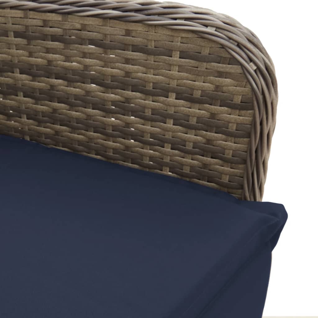 Lot de 2 chaises de jardin inclinables avec Table en résine tressée grise