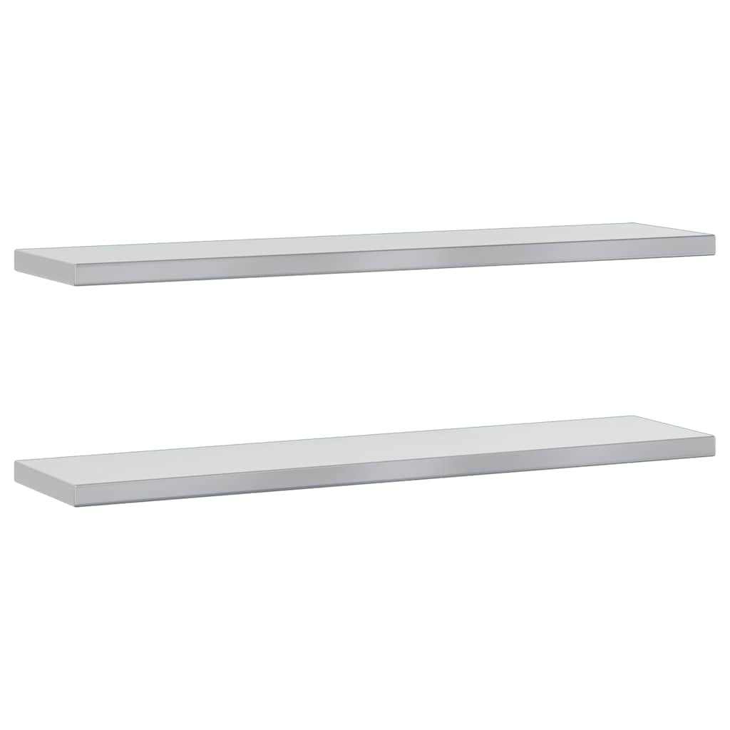 Étagères murales 2 pcs 100x23,5x3 cm argenté acier inoxydable