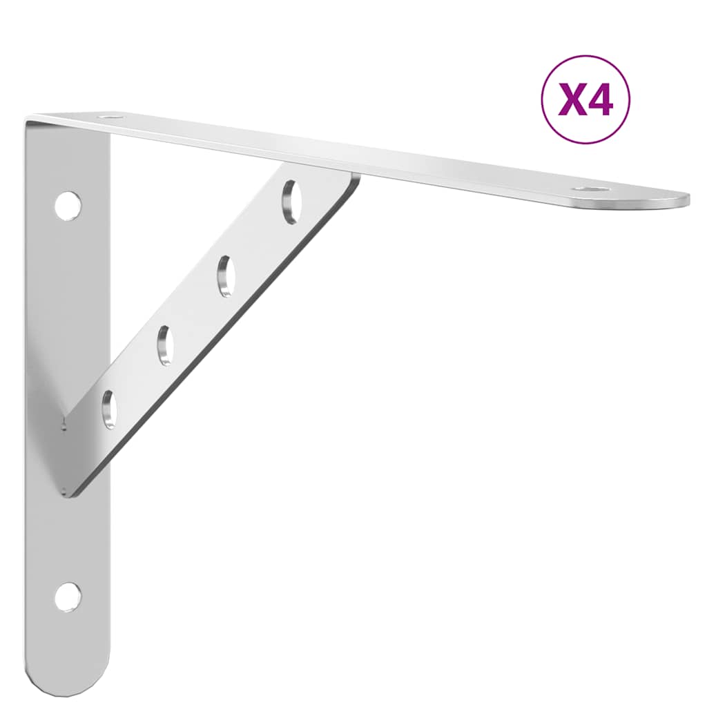 Supports d'étagères 4pcs 30x2,5x15,5cm argenté acier inoxydable