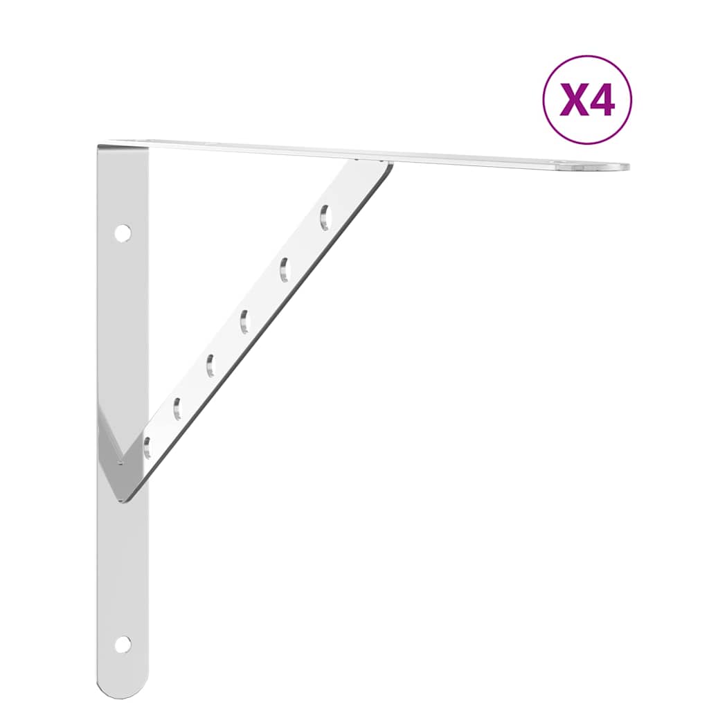 Supports d'étagères 4 pcs 40x2,5x25 cm argenté acier inoxydable