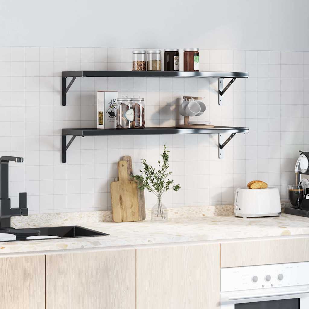 Supports d'étagères 4 pcs 30x2,5x15,5 cm noir acier inoxydable