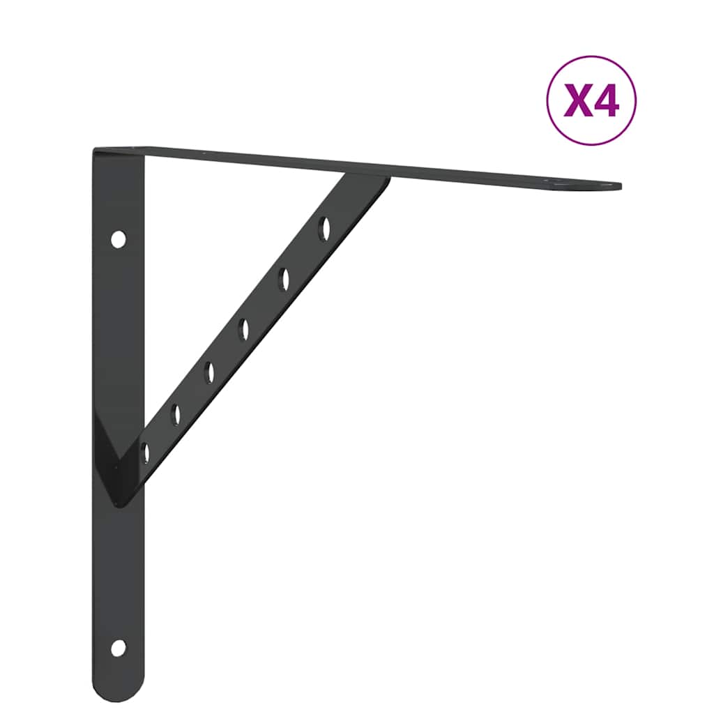 Supports d'étagères 4 pcs 40x2,5x25 cm noir acier inoxydable