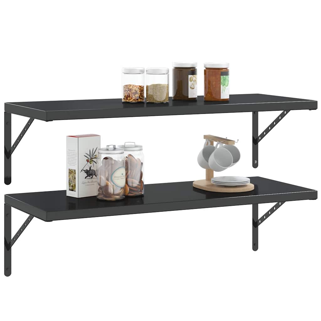 Supports d'étagères 4 pcs 40x2,5x25 cm noir acier inoxydable