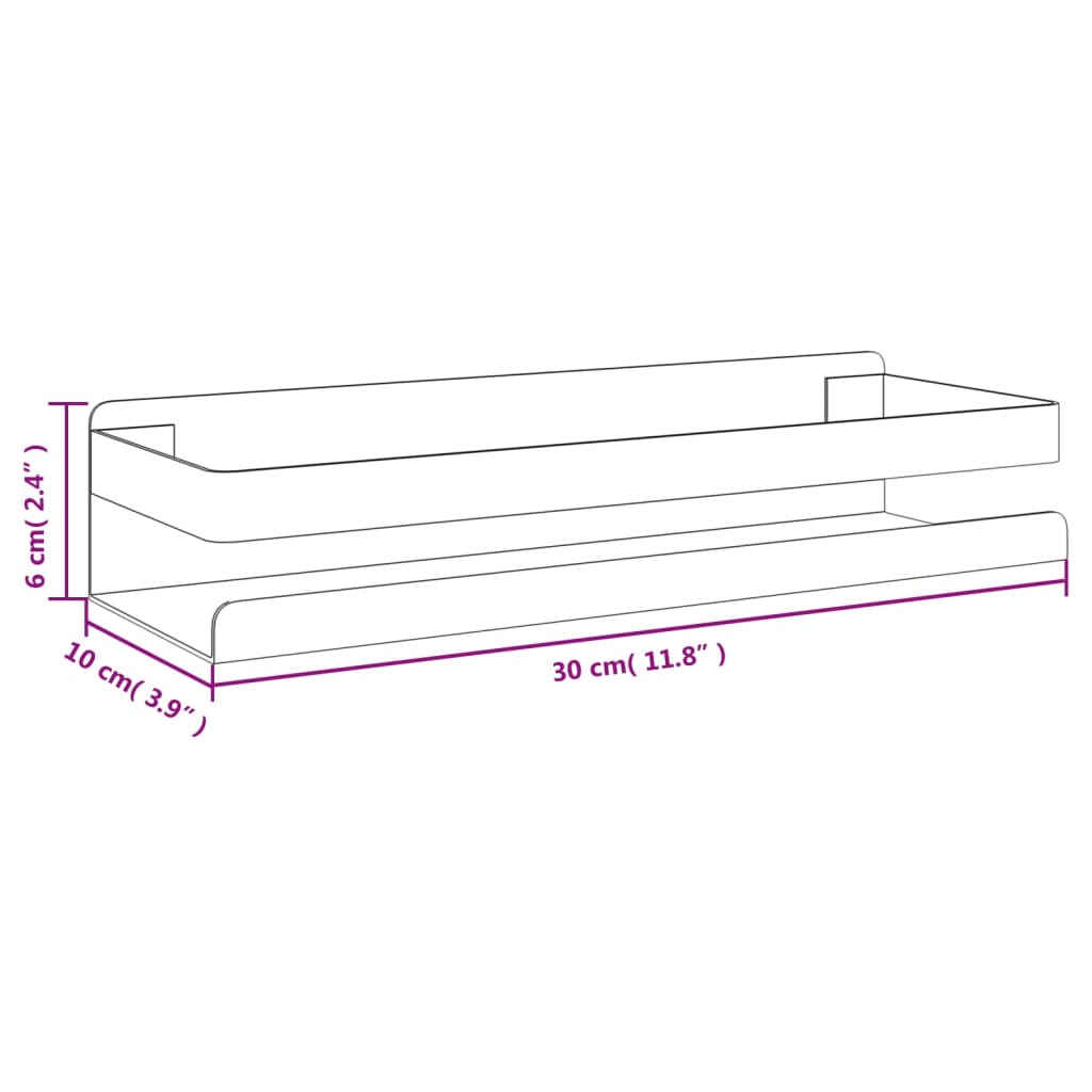 Étagère de douche noir mat acier inoxydable 304 brossé