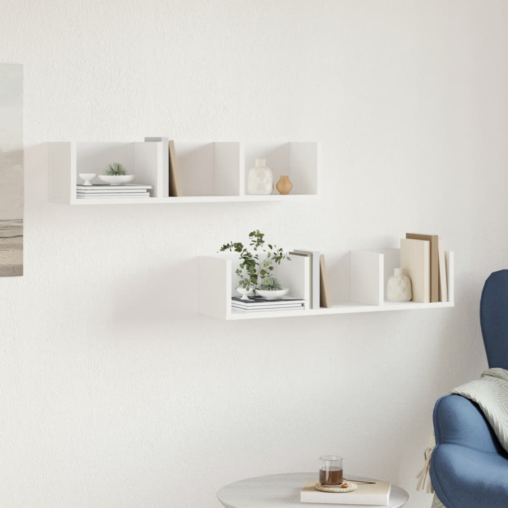 Armoires murales 2 pcs blanc 75x18x16,5 cm bois d'ingénierie