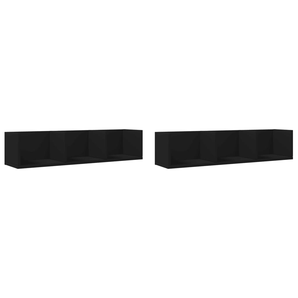 Armoires murales 2 pcs noir 75x18x16,5 cm bois d'ingénierie