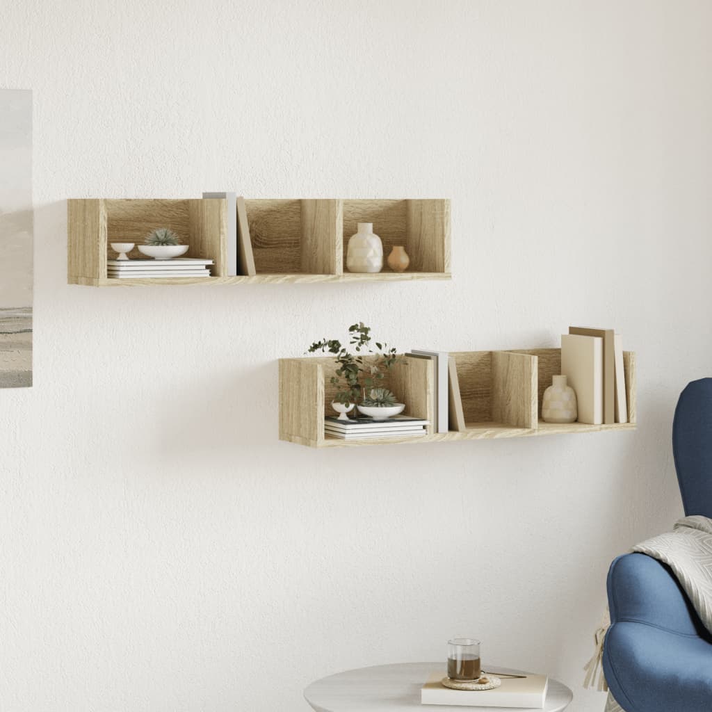Armoires murales 2pcs chêne sonoma 75x18x16,5cm bois ingénierie