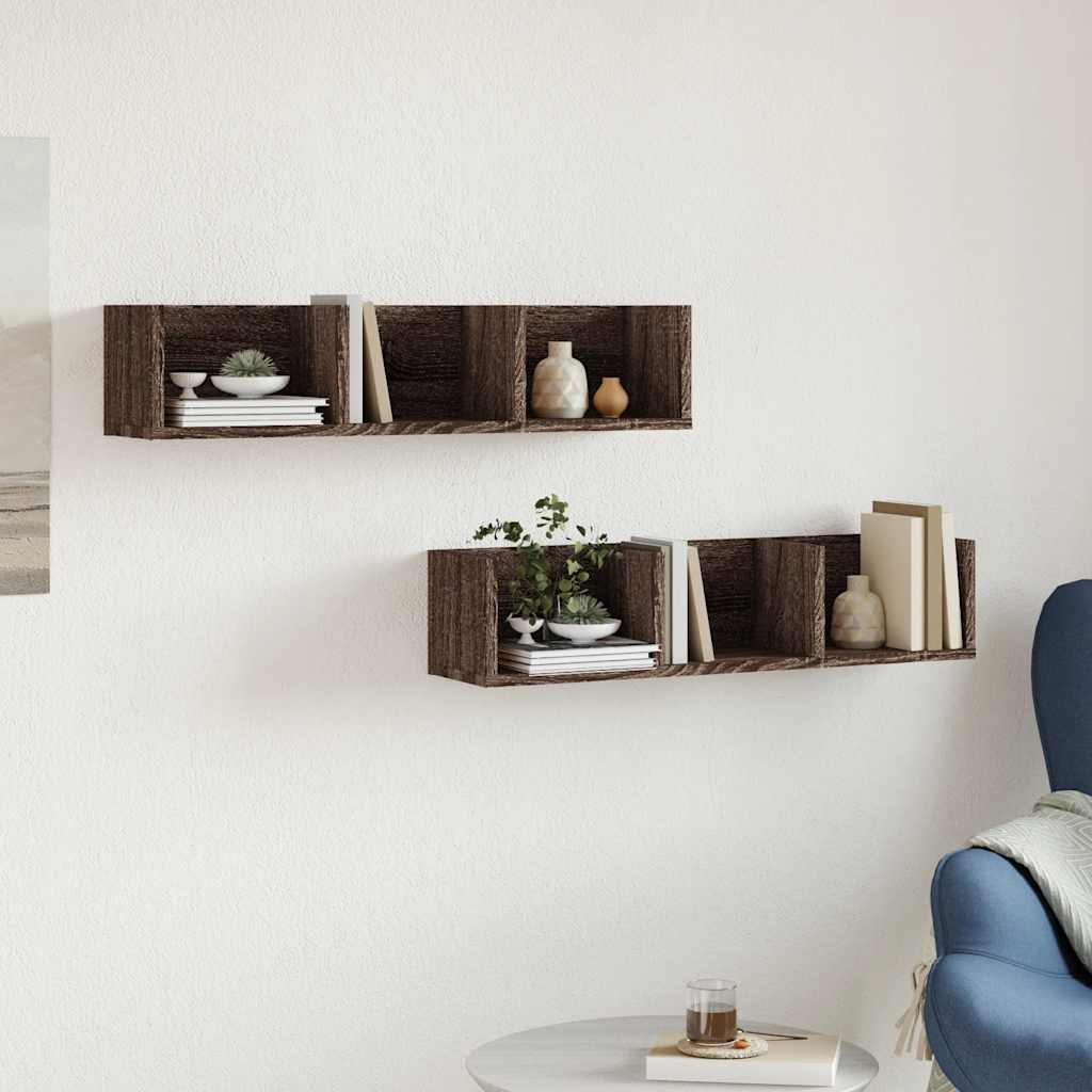 Armoires murales 2pcs chêne marron 75x18x16,5cm bois ingénierie