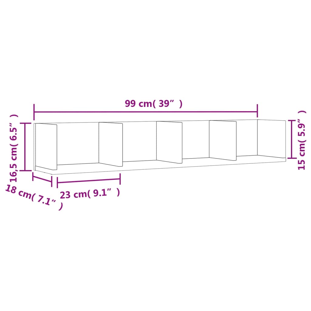 Armoire murale chêne fumé 99x18x16,5 cm bois d'ingénierie