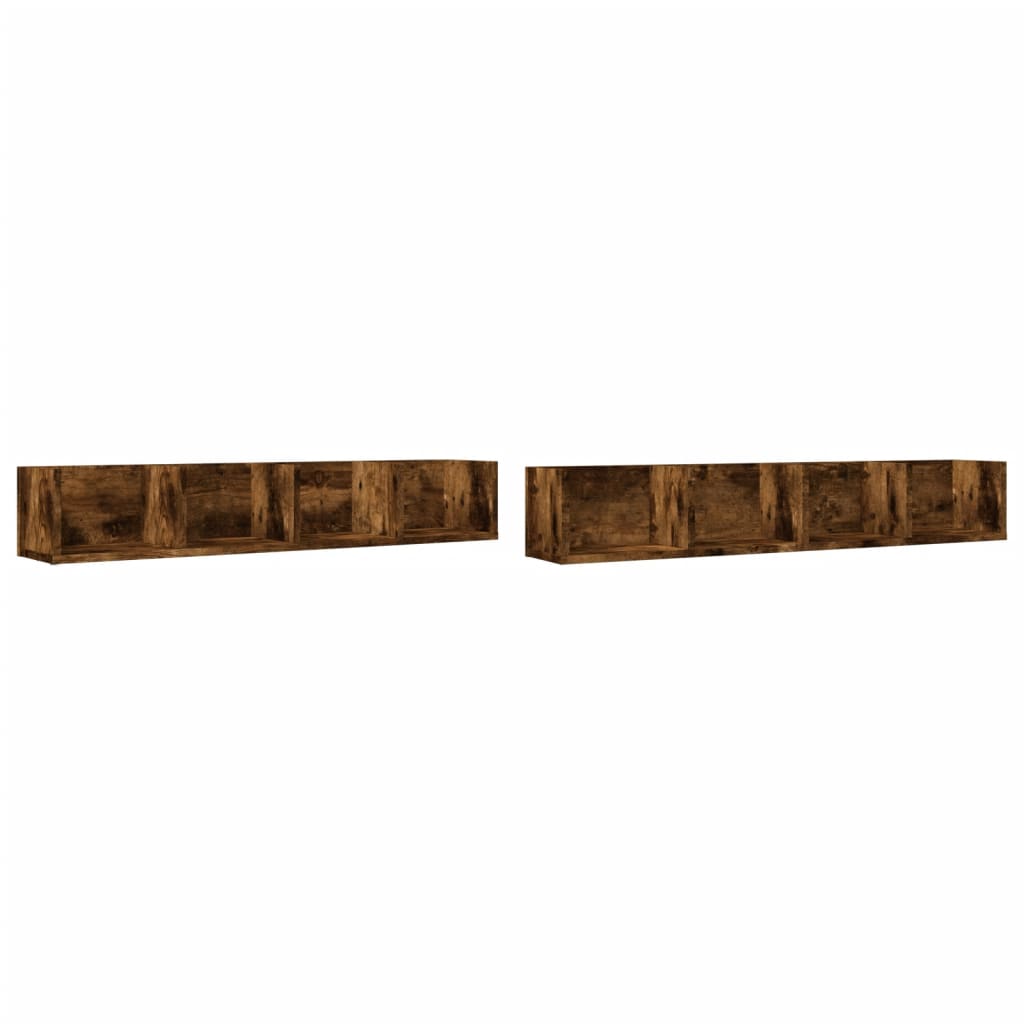 Armoires murales 2pcs chêne fumé 99x18x16,5cm bois d'ingénierie