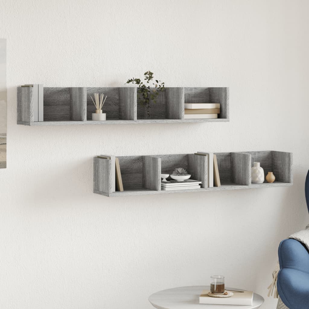 Armoires murales 2 pcs sonoma gris 99x18x16,5cm bois ingénierie