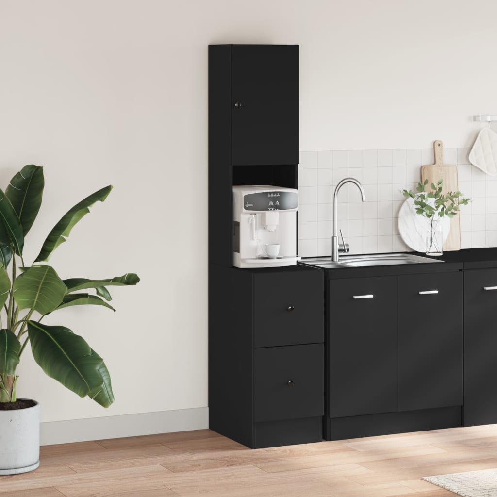 Mueble de cocina negro 35x50x180 cm madera de ingeniería