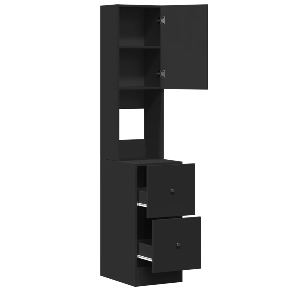 Mueble de cocina negro 35x50x180 cm madera de ingeniería