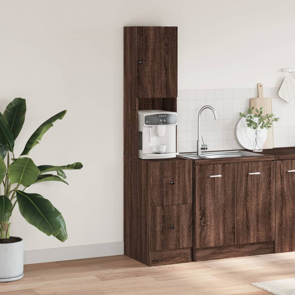 Mueble de cocina de roble marrón 35x50x180 cm madera de ingeniería