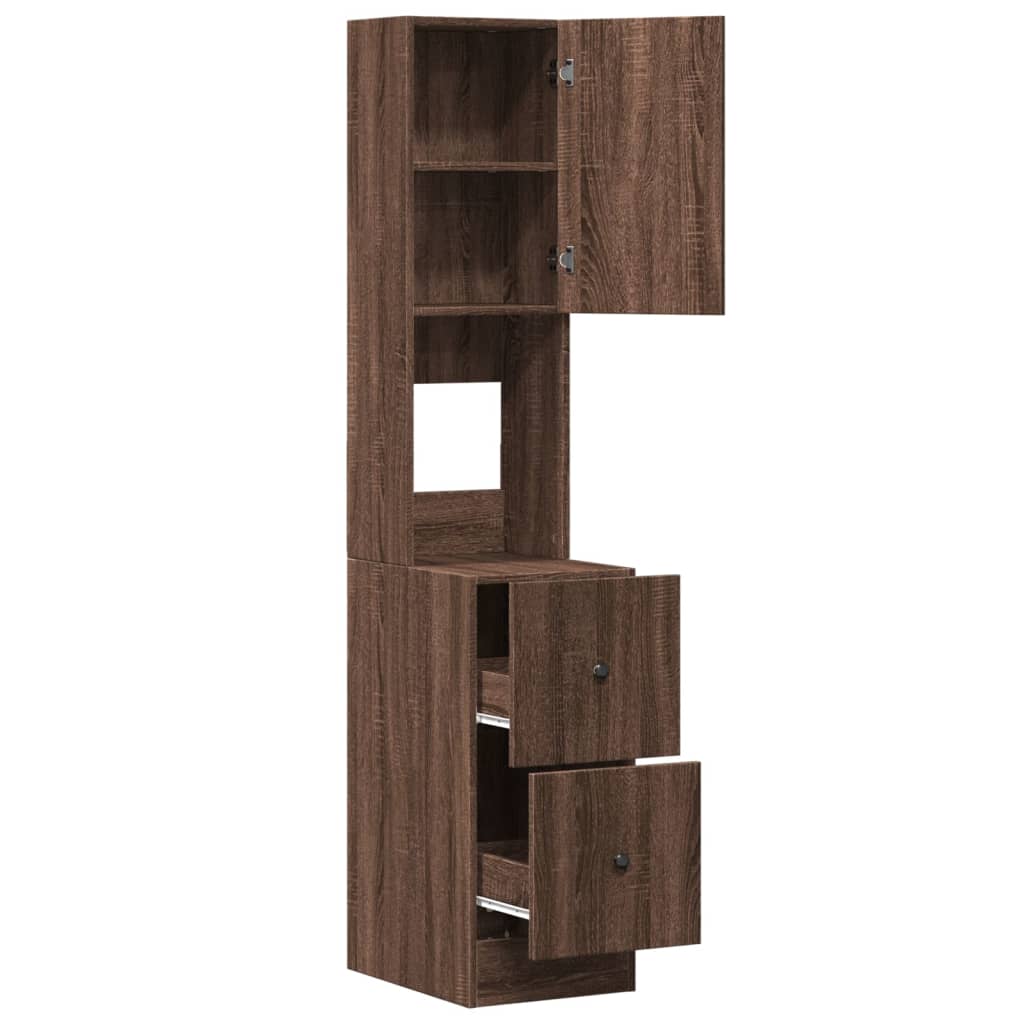 Mueble de cocina de roble marrón 35x50x180 cm madera de ingeniería