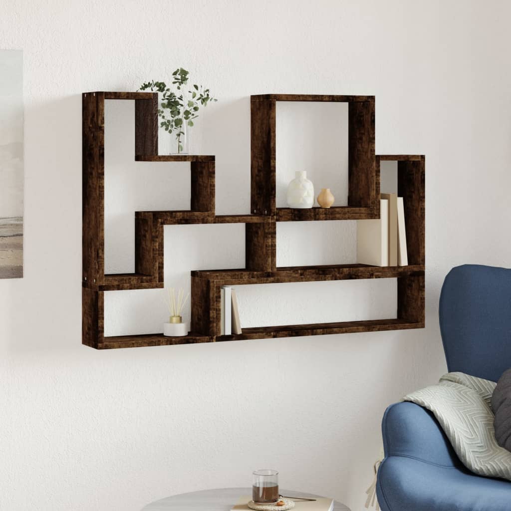 Étagère murale chêne fumé 96x12x64 cm bois d'ingénierie