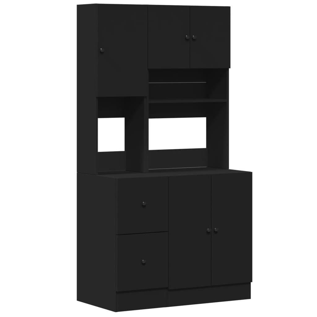 Mueble de cocina negro 95x50x180 cm madera de ingeniería