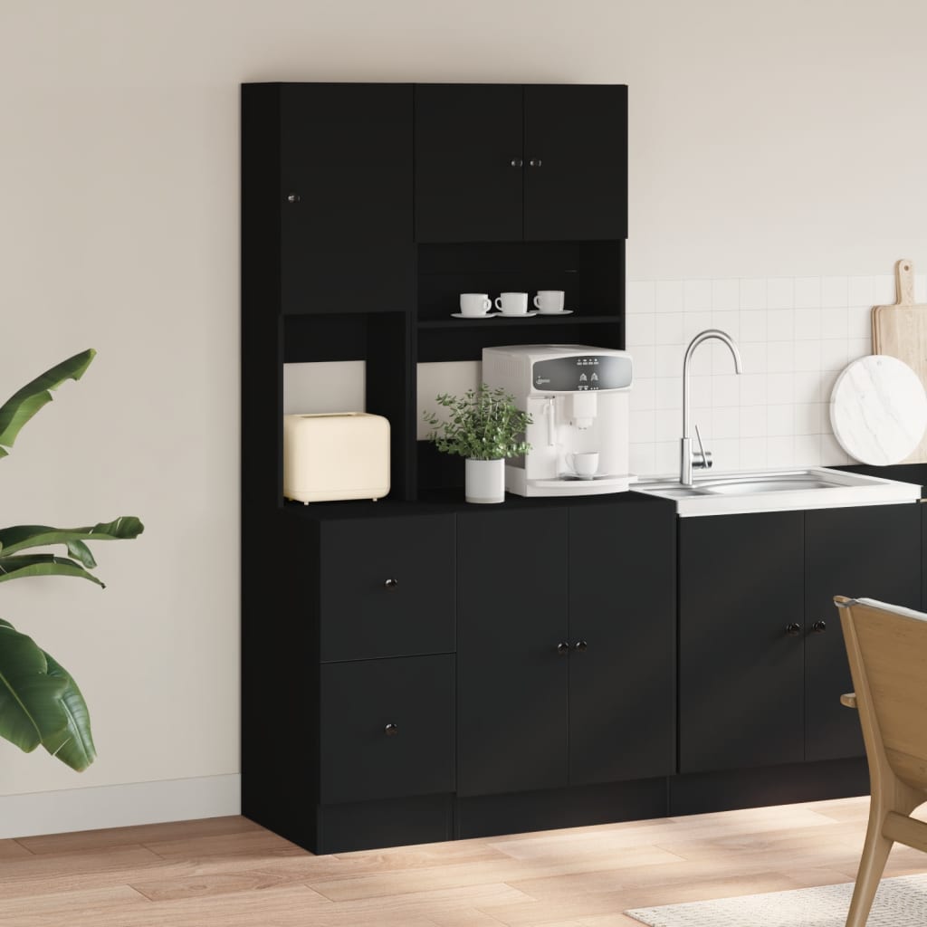 Mueble de cocina negro 95x50x180 cm madera de ingeniería
