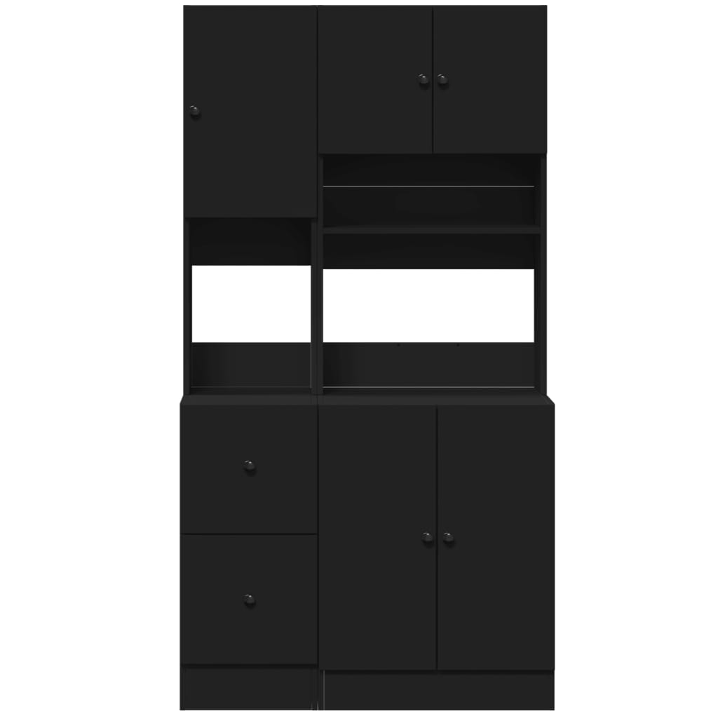 Mueble de cocina negro 95x50x180 cm madera de ingeniería