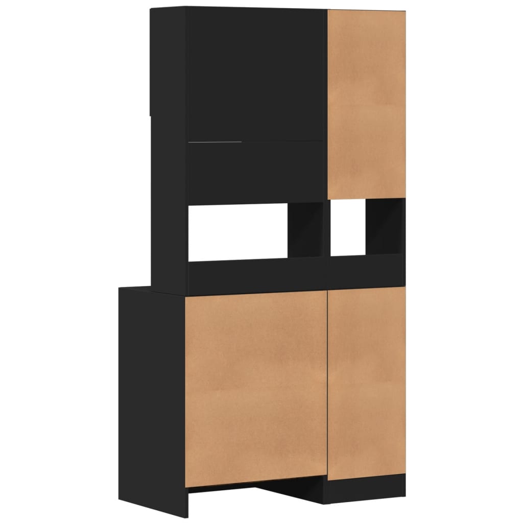 Mueble de cocina negro 95x50x180 cm madera de ingeniería