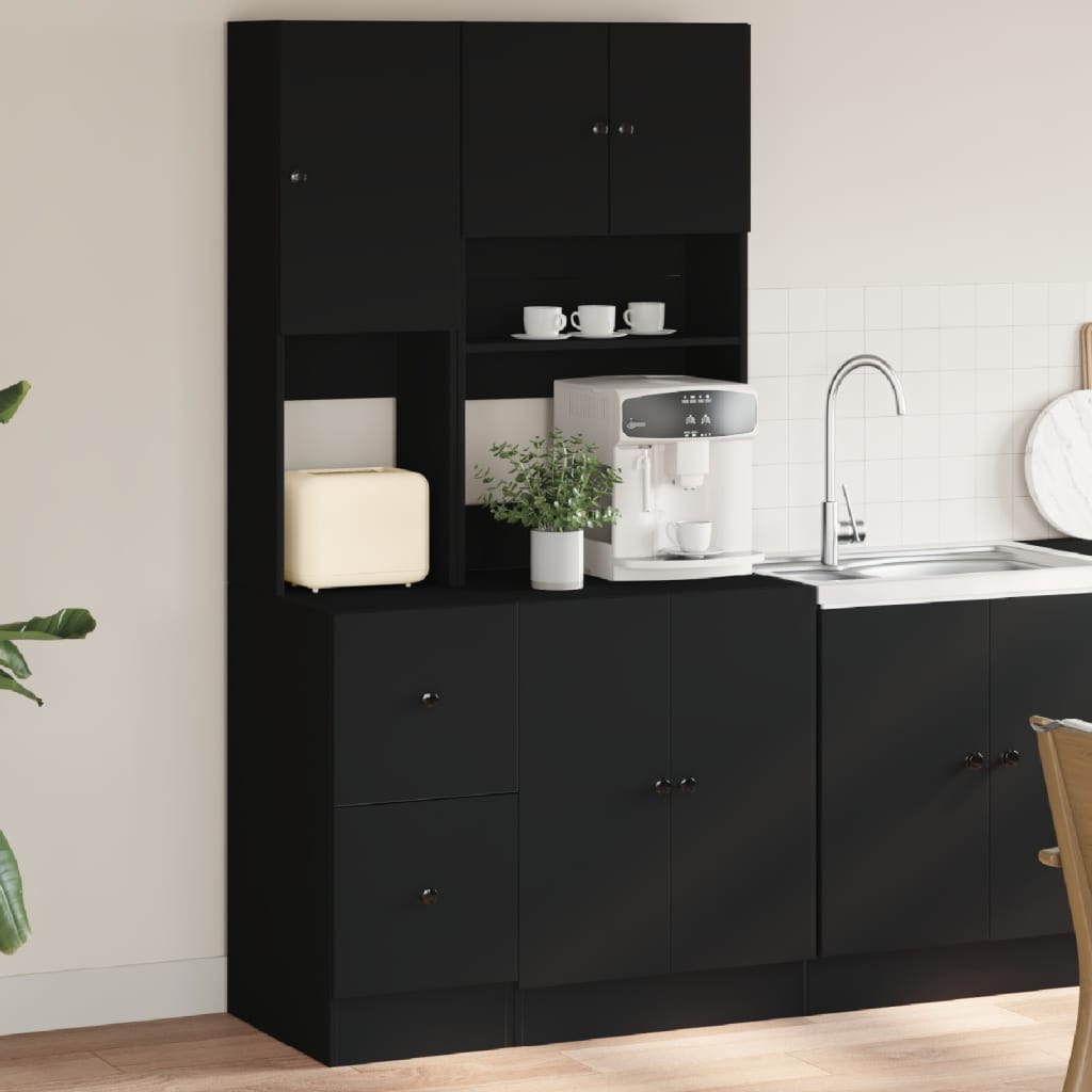 Mueble de cocina negro 95x50x180 cm madera de ingeniería