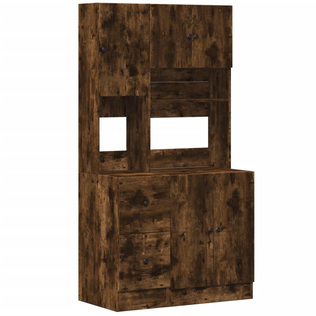Mueble de cocina de roble ahumado 95x50x180 cm madera de ingeniería