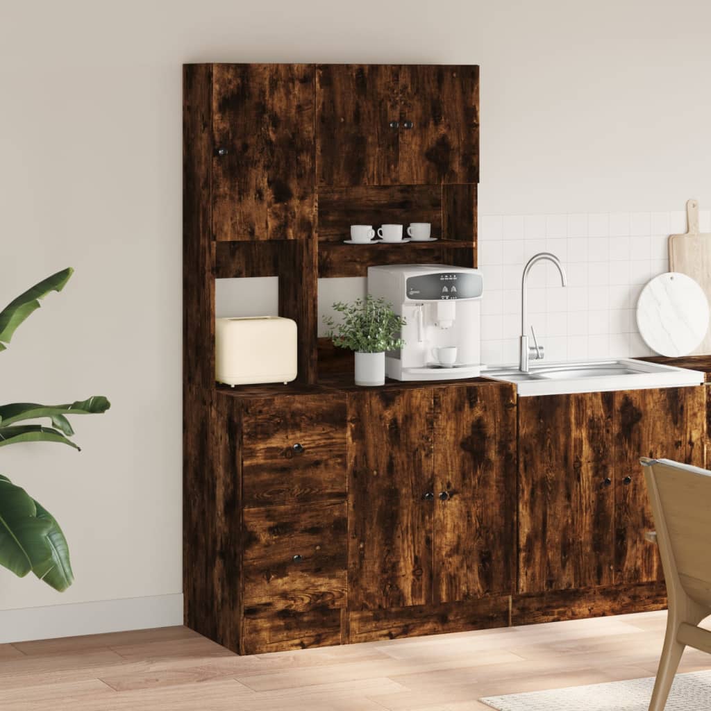 Mueble de cocina de roble ahumado 95x50x180 cm madera de ingeniería