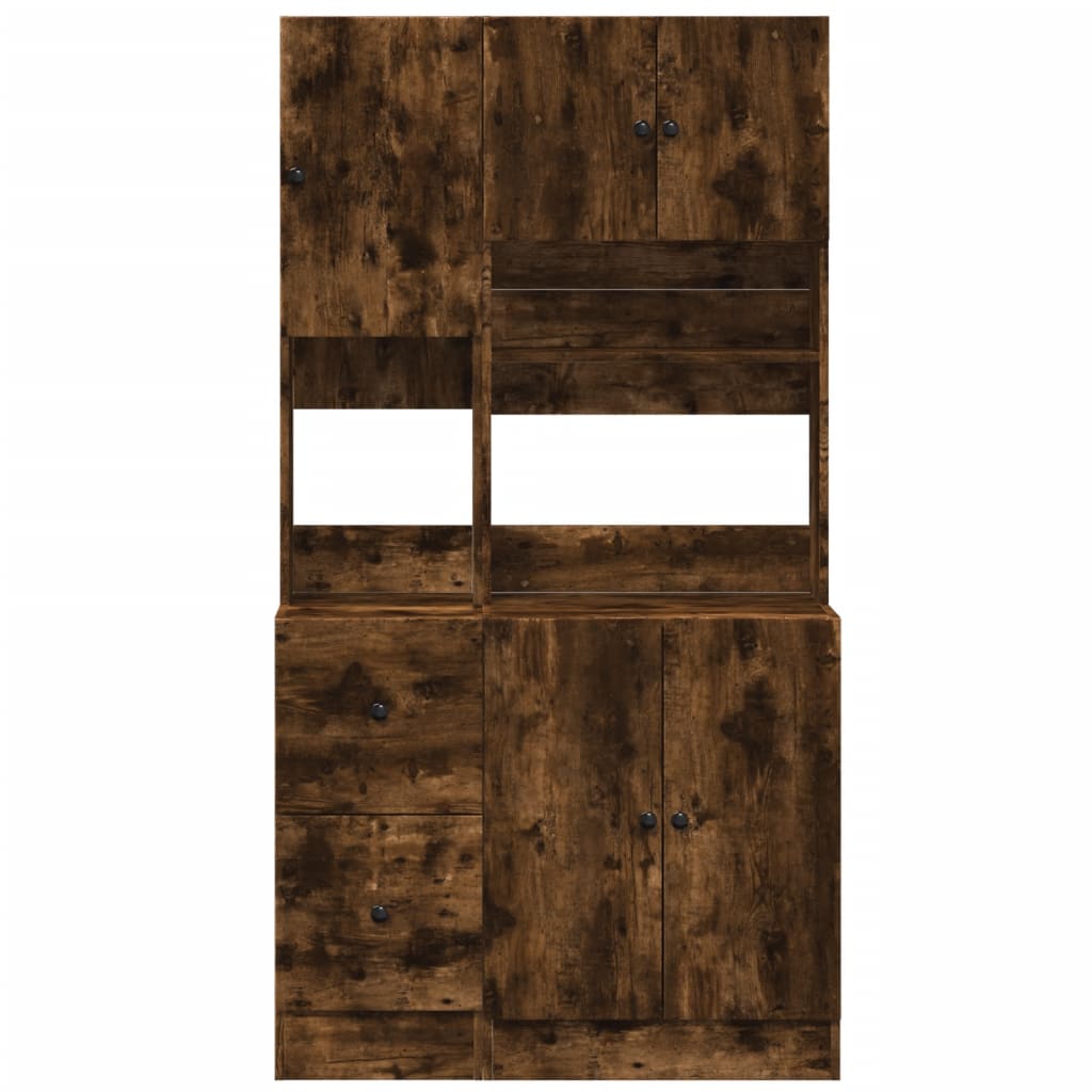 Mueble de cocina de roble ahumado 95x50x180 cm madera de ingeniería