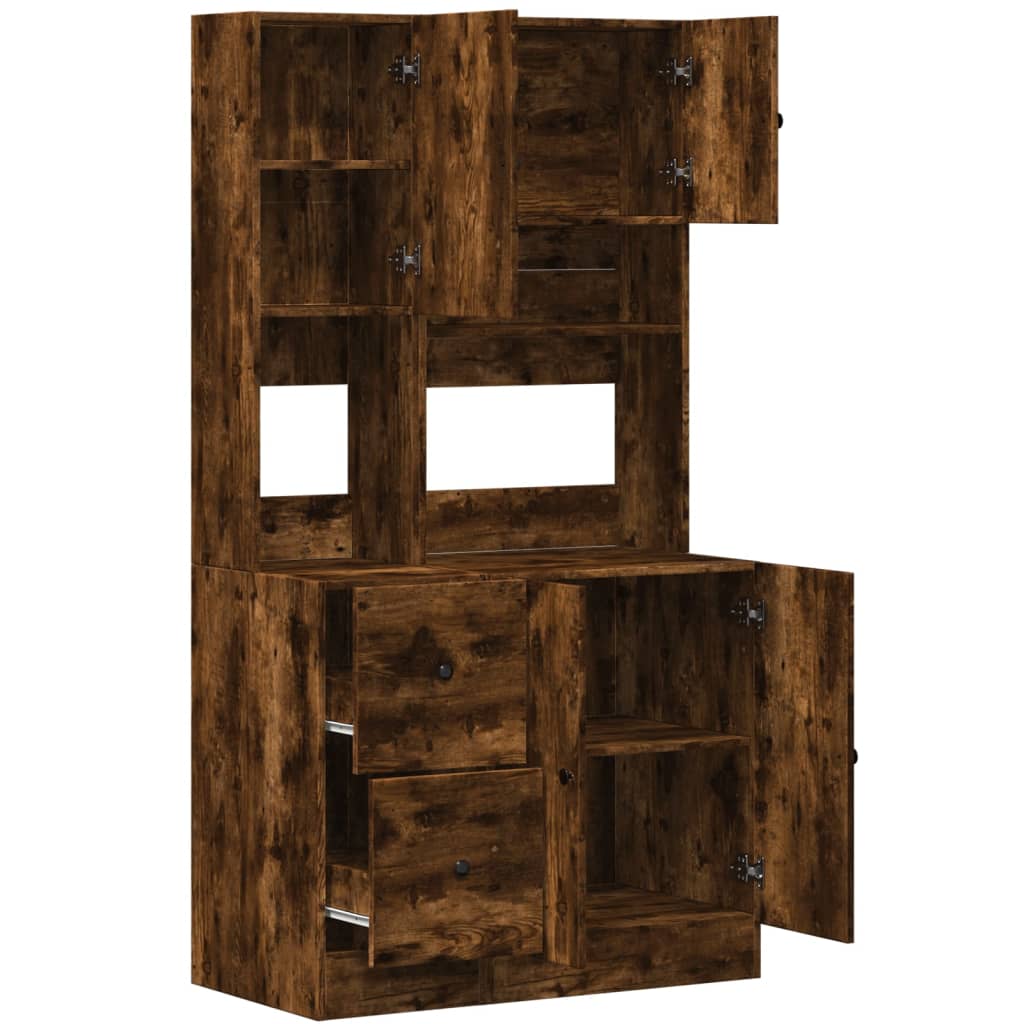 Mueble de cocina de roble ahumado 95x50x180 cm madera de ingeniería
