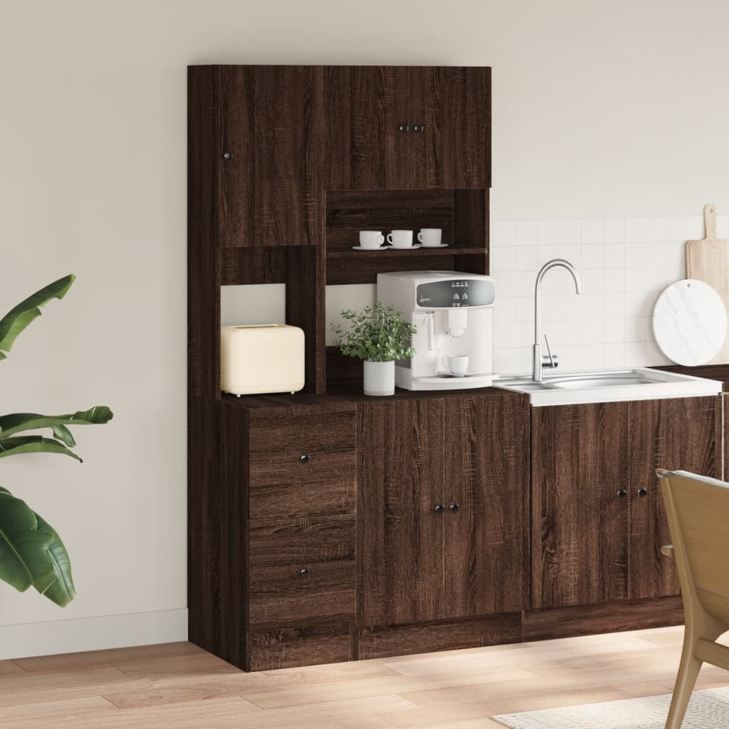 Mueble de cocina de roble marrón 95x50x180 cm madera de ingeniería