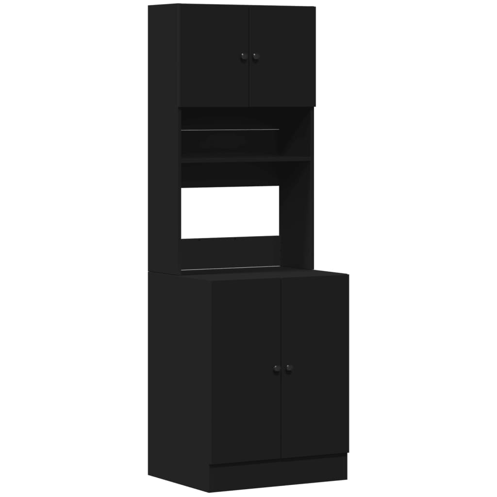 Mueble de cocina negro 60x50x180 cm madera de ingeniería
