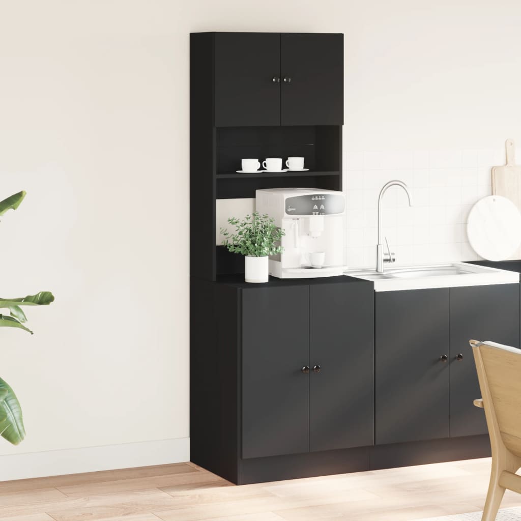 Mueble de cocina negro 60x50x180 cm madera de ingeniería